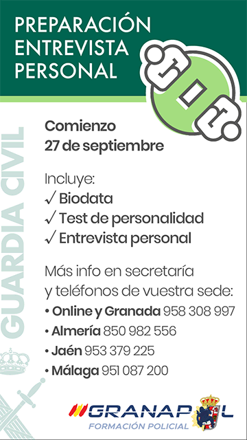 Curso de entrevista personal preparación de oposiciones a Guardia Civil presencial y online a distancia