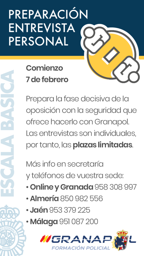 Abierto plazo inscripción Curso Preparación Entrevista Personal para Policía Nacional Básica Curso de entrevista personal preparación de oposiciones a Policía Nacional escala básica presencial y online a distancia