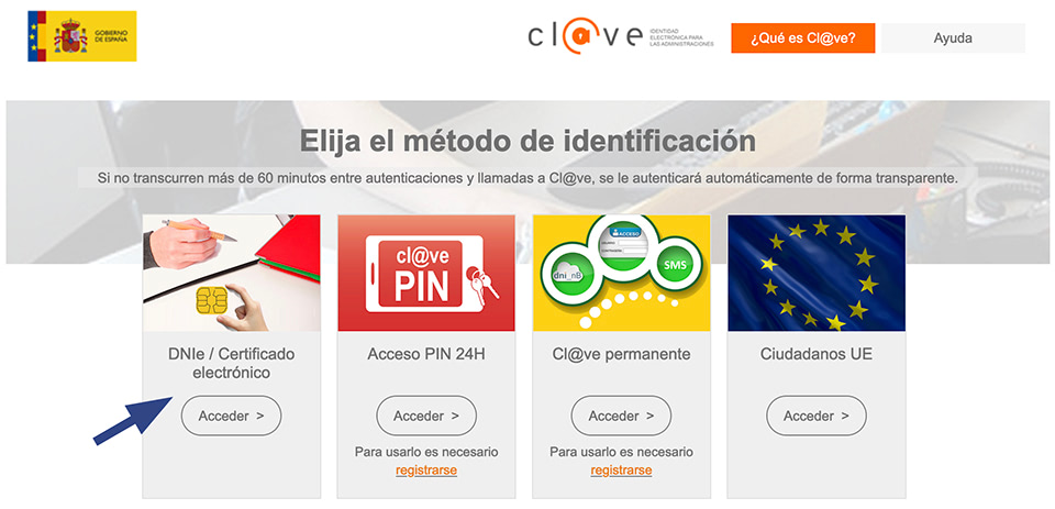 Acceso desde clave para instancia telemática de Policía Nacional